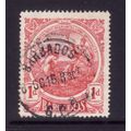 BARBADOS 1917 SG 183a 1d BRIGHT CARMINE FINE USED