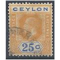 Ceylon 1921 SG351 25c Orange-Yellow & Blue Fine...