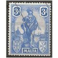 Malta 1922 SG130a 3d Bright Ultramarine Fine Us...