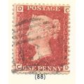 1d PENNY RED QV GB PLATE NUMBERS USED PL No 88