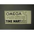 1951 Time Mart Omega Watches Ad - Largest Display of Omega Watches