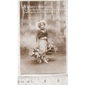 vintage postcard A Happy Birthday - Girl Holdin...