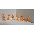 Vintage Orange Plastic Cavemen - Set of 6 Imper...