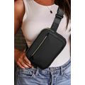 Black Minimalist Multi-zipped Crossbody Bag