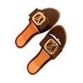 Women's Fashion Flat Slide Sandals (Brown, 9)