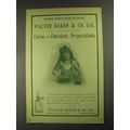 1903 Baker's Cocoa and Chocolate Preparations Ad