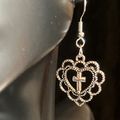 Earrings Hollow Heart Cross Design Elegant Hook...