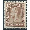 Jamaica 1929 SG109 1 1/2d Chocolate Mounted Min...