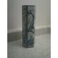 Tall slender blue Asian design ceramic vase