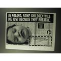 1992 Christian Children's Fund Ad - In Poland, Some Children will die