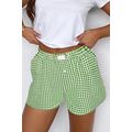 Fern Green Red Plaid Gingham Printed High Waist...