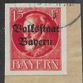 GER (BAVARIA) 1919 15pf KING LUDWIG III' (OVPT)...