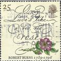 GB, FLOWER, Red Red Rose, Burns, white 1996, 25p