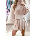 Jet Stream Corded Lantern Sleeve Top High Waist...