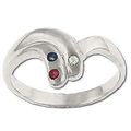 Sterling Silver Double Crystal Studded Swoosh Ring