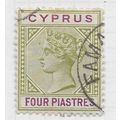CYPRUS 1894 QV FOUR PIASTRES TWO COLOURS WMK CA...