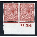 Sg420 1 1/2d red-brown B24 control pair mint ne...