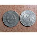 Yugoslavia 1972 5 Dinara Coin