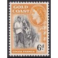 Gold Coast QEII 1952-54 6d Black Orange Cocoa F...