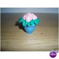 Fisher Price 2" Pink Flowers with Blue Vase 1994