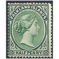 Falkland Islands 1891 SG15 1/2d Blue-Green Mint...