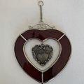 4" Stained Glass Heart with Floating Center GRA...