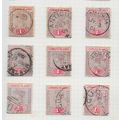 LEEWARD ISLANDS 1890 ONE PENNY SG2 USED x9 STAM...