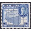 Somaliland Protectorate KGVI 1942 3r Bright Blu...