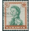 Sarawak 1957 $1 myrtle-green & orange-brown SG2...