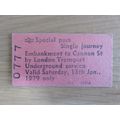 London Transport Special Pass Embankment to Can...