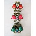 small mini metal heart jeweled antique bronze h...