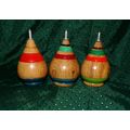 (3) VINTAGE WOODEN RAINBOW SPINDLE TOPS