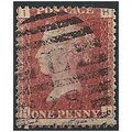 1858 SG43 1d Red Plate 110 Good/Fine Used Check...