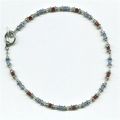 Anklet #tsbrb solid silver + red & blue beads 1...