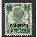 PAKISTAN 1947 KING GEORGE VI 9p GREEN OPT PAKIS...