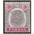 Pahang 1895 SG14 3c Dull Purple & Carmine Mount...