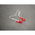 Small dainty faceted bright red crystal glass p...