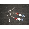 Small silvered red white blue swing dangle earr...
