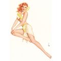 Artist Drawn 1940's Style Pinup Female In Yello...