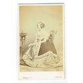 Victorian cdv photo woman seated wearing ball g...