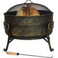 Outdoor 24-inch Diameter Steel Cauldron Wood Bu...