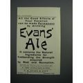 1908 Evans Ale Ad - Effects Made Permanent by D...