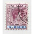 BAHAMAS 1938 KG6 5/- FIVE SHILLINGS CHALK RED P...
