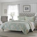 King size 3-Piece Reversible Cotton Quilt Set w...