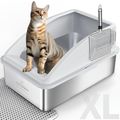 Stainless Steel Litter Box | XL Enclosed Cat Li...