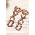 Bright Pink Valentine Heart XOXO Rhinestone Ear...