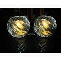 Pair of Clear Glass Swirled Ribbed Votive or Te...