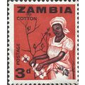 ZAMBIA, Picking cotton, red 1964, 3d