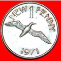 Ⰶ BIRD★ GUERNSEY ★1 NEW PENNY 1971 ELIZABETH II...