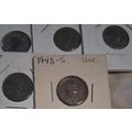 5: 1943 P Philidelphia Mint CIRCULATED War Cent...
